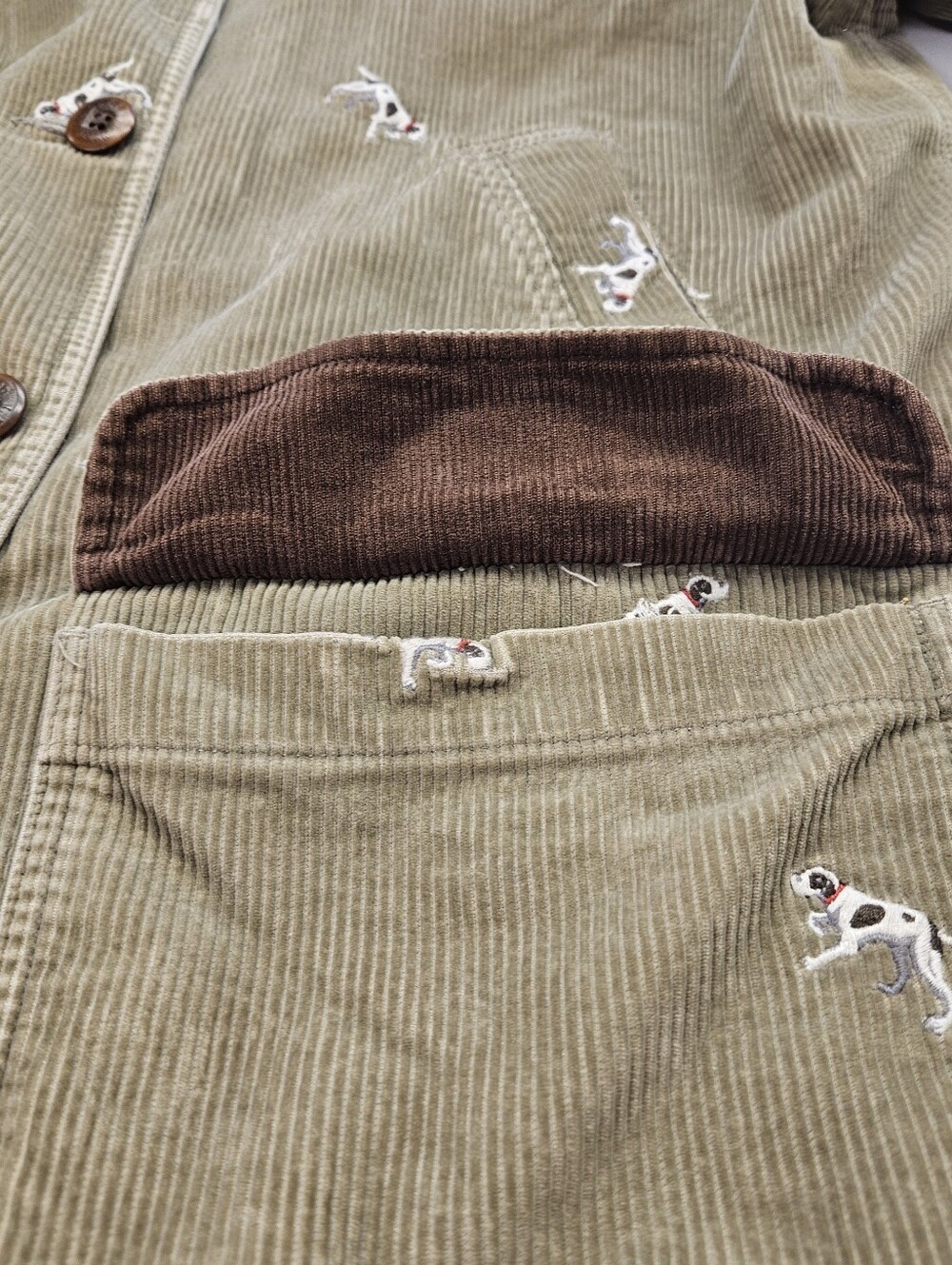 LL Bean Vintage Corduroy Barn Chore Coat Embroidered Hunting Dog Medium Regular - Picture 7 of 10